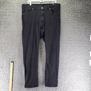H&M Jeans Men Size 38x32 Black &Denim Slim Tapered Fit Stretch Cotton Denim